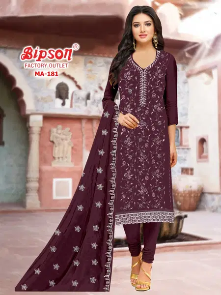 MA 181 By Bipson Fox Georgette Embroidery Online Dress Material Wholesale
